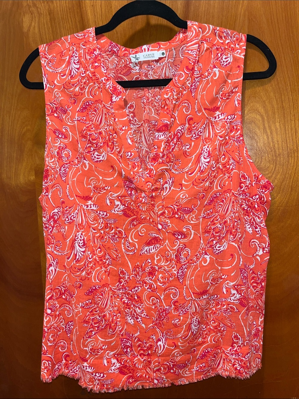 Carve Designs Coral-Pink Print Sleeveless blouse